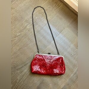 Patricia Nash Red Embossed Clutch with Chain